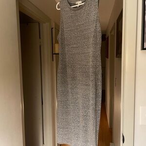 Leith Gray Ribbed Halter Sheath Midi Dress